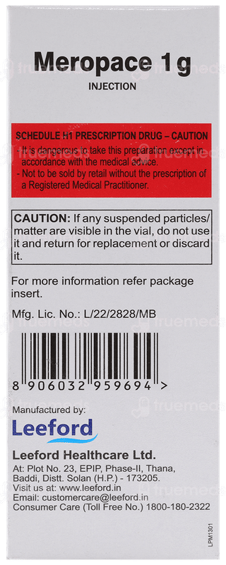 Meropace 1 GM Injection 20 ML